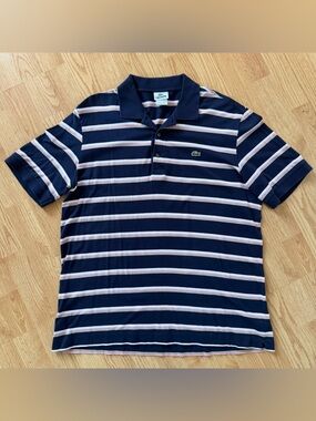 Lacoste Men’s Striped Polo Shirt-Size 6 (Large)
